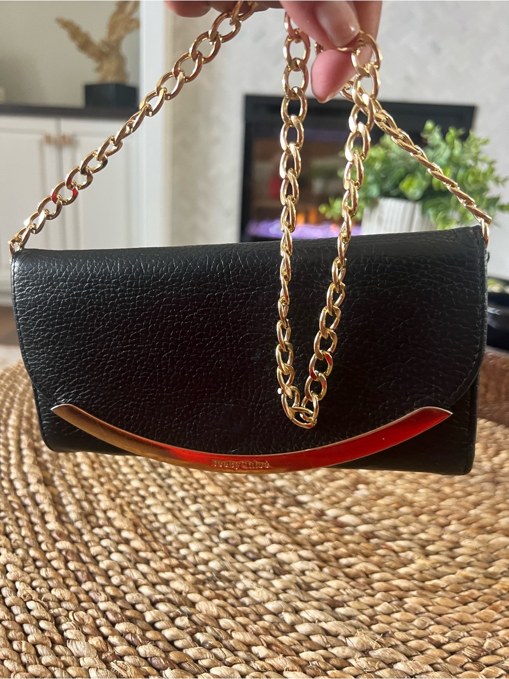 See by Chloé Black Grained Leather Lizzie Long Wallet Gold Hardware